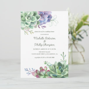 Invitation Aquarelle Désert Cactus Succulents Mariage Douche
