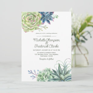 Invitation Aquarelle Desert Cactus Succulents Mariage Invitat