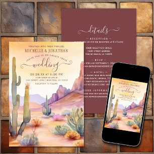 Invitation Aquarelle désert et Cactus tous en un seul Mariage