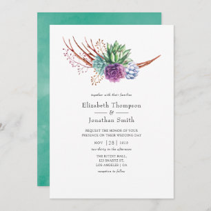 Invitation Aquarelle Desert Succulents Mariage