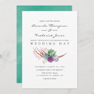 Invitation Aquarelle Desert Succulents Mariage