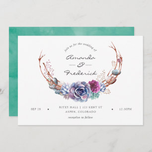 Invitation Aquarelle Desert Succulents Mariage