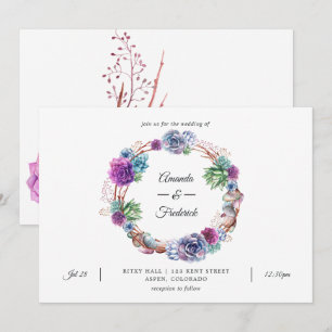 Invitation Aquarelle Desert Succulents Mariage