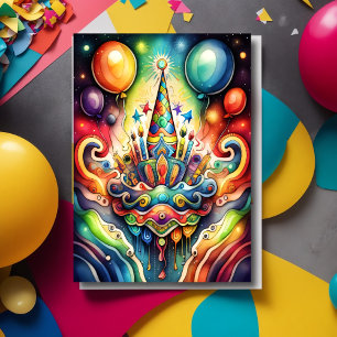 Invitation Aquarelle Design d'anniversaire Abstrait