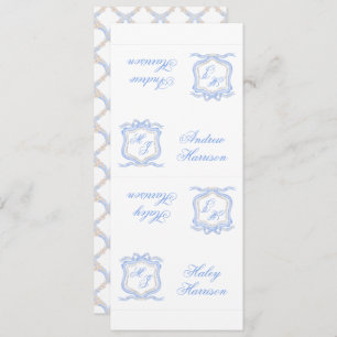 Invitation Aquarelle Designer Blue Monogramme Crest do-it-you