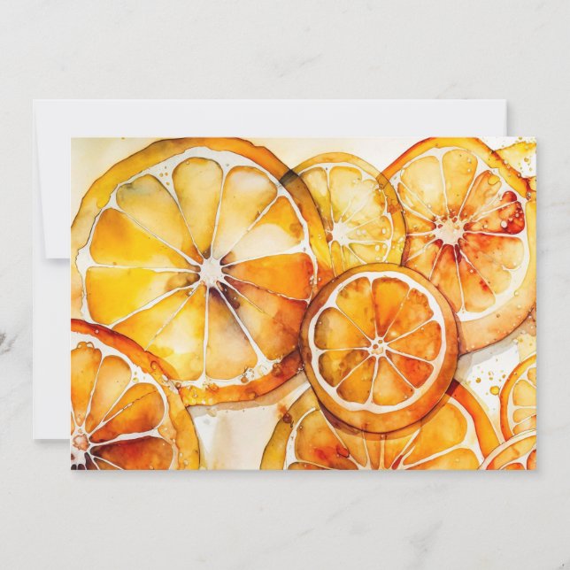 Invitation Aquarelle d'été pour agrumes d'orange (Devant)