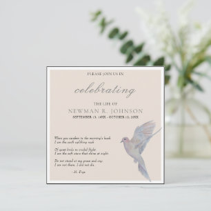 Invitation Aquarelle deuil de la colombe fête de la vie