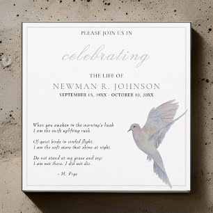 Invitation Aquarelle deuil de la colombe fête de la vie