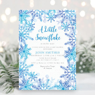 Invitation Aquarelle d'hiver Baby shower d'arrosage de flocon