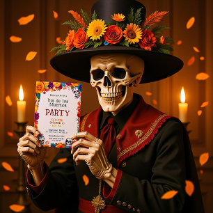 Invitation 💀 🎉 Aquarelle Día de Muertos