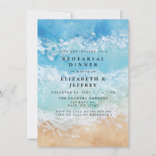 Invitation Aquarelle Dîner de répétition de la plage d'été de