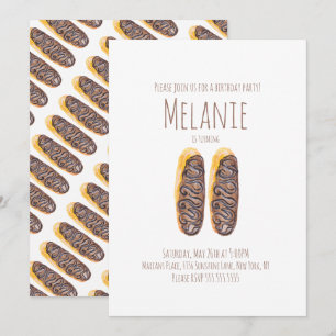 Invitation Aquarelle Donut 11e anniversaire Sweet Eclair doux