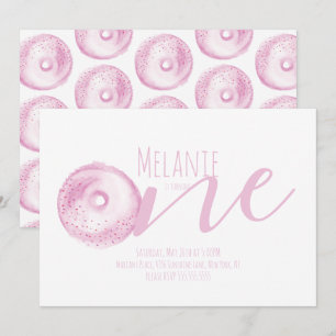 Invitation Aquarelle Donut premier anniversaire Sweet Party r