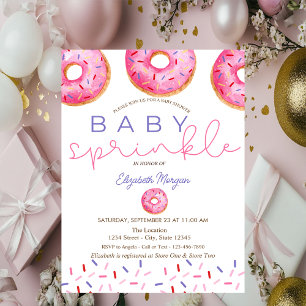 Invitation Aquarelle Donuts Bébé Sprinkle Girl Baby shower
