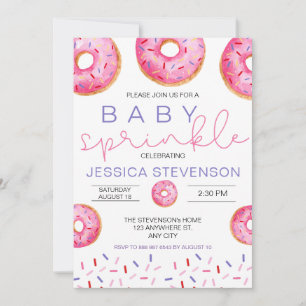 Invitation Aquarelle Donuts fille bébé Sprinkle Douche