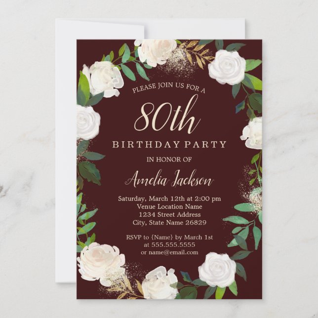 Invitation Aquarelle d'or de Bourgogne couronne 80e anniversa (Devant)