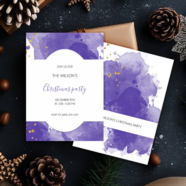 Invitation Aquarelle d'or violet artistique (Créateur téléchargé)