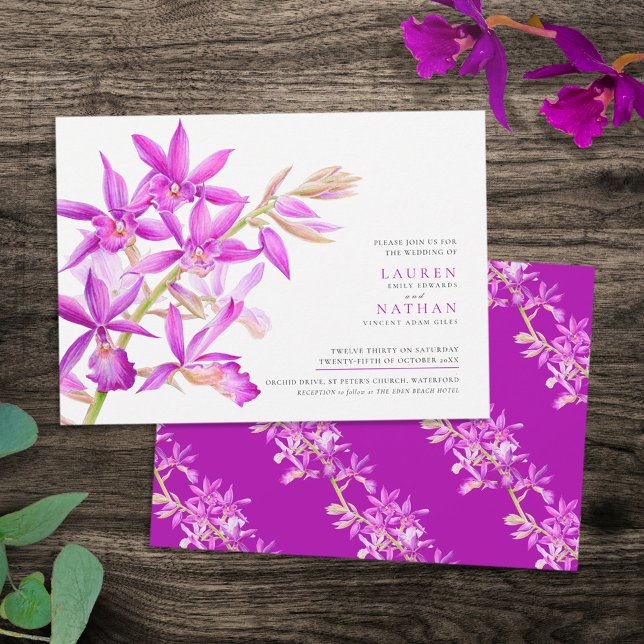 Invitation Aquarelle d'orchidée violette mariage botanique mo (Créateur téléchargé)