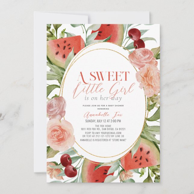 Invitation Aquarelle douce Baby shower floral (Devant)
