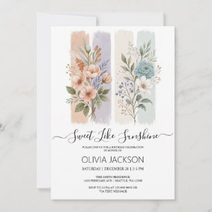 Invitation Aquarelle douce comme soleil Anniversaire