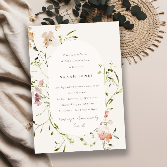 Invitation Aquarelle douce de prairie pâturée Fête des mariée (Créateur téléchargé)