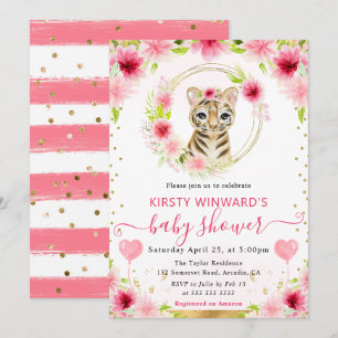 Invitation Aquarelle Douce Fête de Naissance du Tigre de la J