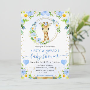 Invitation Aquarelle Douce Fête de Naissance Girafe Jungle