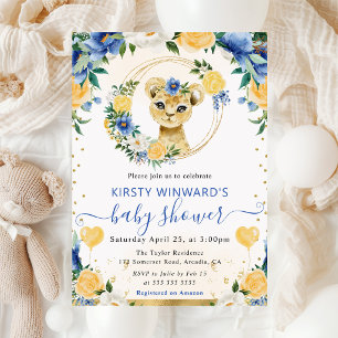 Invitation Aquarelle Douce Fête de Naissance Lion de la Jungl