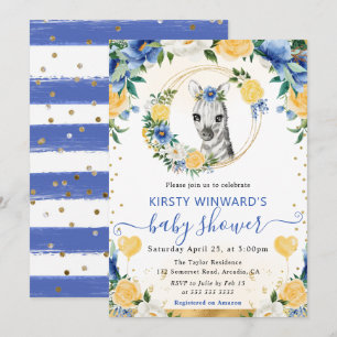 Invitation Aquarelle Douce Fête de Naissance Zèbre de la Jung