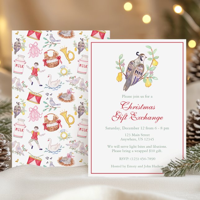 Invitation Aquarelle Douze jours de fête de Noël (Créateur téléchargé)
