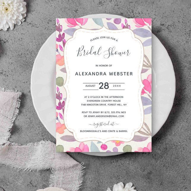 Invitation Aquarelle Dreamy Floral | FÊTE DES MARIÉES (Créateur téléchargé)