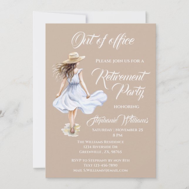 Invitation Aquarelle du Parti de la retraite des femmes (Devant)