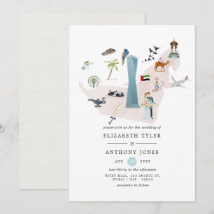 Invitation Aquarelle Dubai UAE Destination Mariage