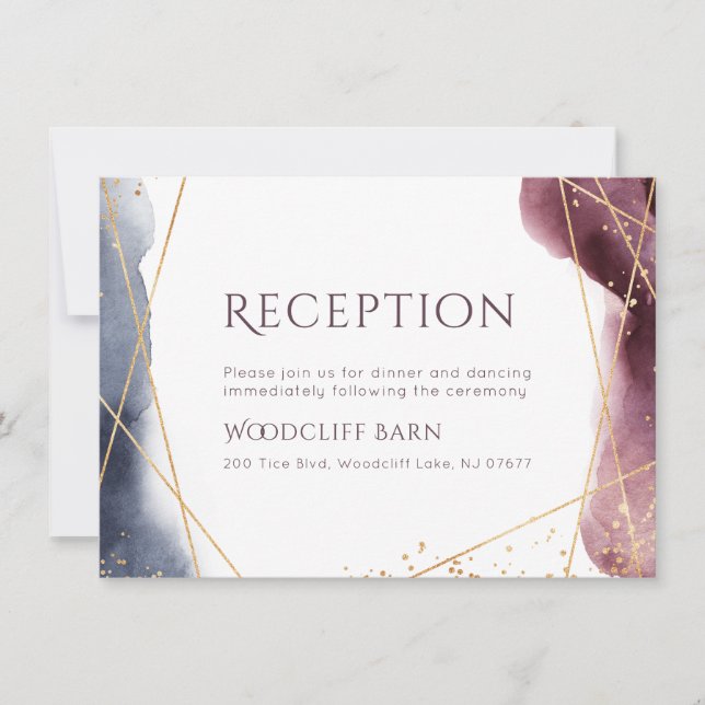 Invitation Aquarelle Dusk Réception de mariage moderne géomét (Devant)