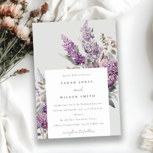 Invitation Aquarelle Dusky Lilac Cottage Floral Mariage