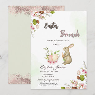 Invitation Aquarelle Eags Bunny Pâques Brunch & Bubbly