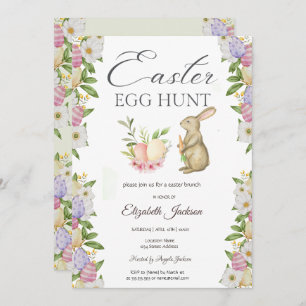 Invitation Aquarelle Eegs Bunny Fleurs Brunch & Bubbly