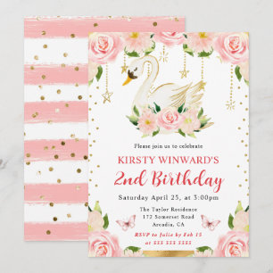 Invitation Aquarelle Élégant Fleur Fête d'anniversaire du Cyg