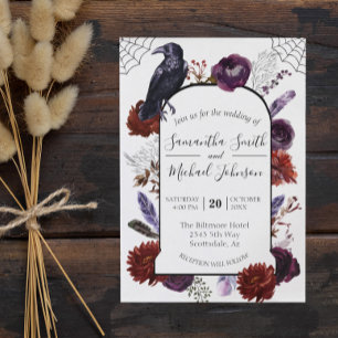 Invitation Aquarelle Élégant Halloween Floral Bohème Violet