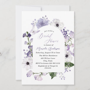 Invitation Aquarelle Elégante Fête des mariées Lilac Flowers