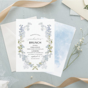 Invitation Aquarelle Élégante fleurs bleues graduation Brunch