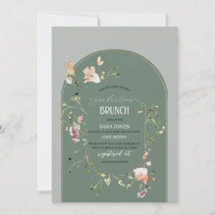 Invitation Aquarelle Élégante graduation Fleur sauvageInvitat