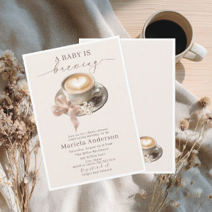Invitation Aquarelle élégante un bébé brasse du café brun