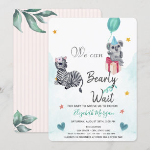 Invitation Aquarelle Eléphant, Baby shower zébrée