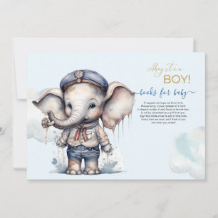 Invitation Aquarelle Elephant thème nautique Livres pour bébé