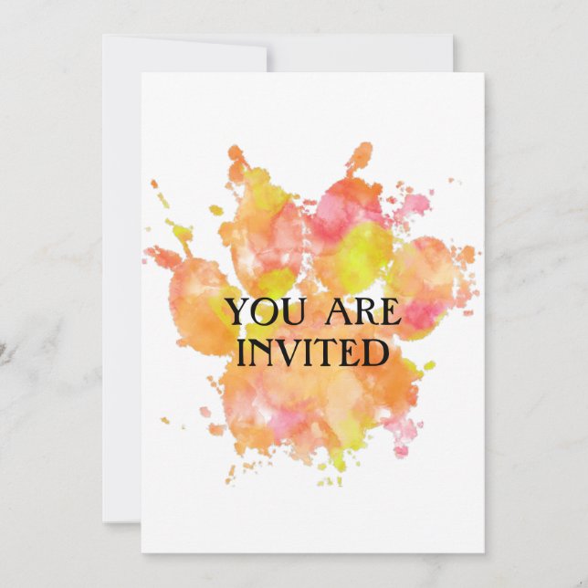 Invitation Aquarelle Empreinte de patte de chien (Devant)