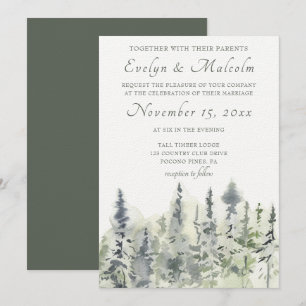 Invitation Aquarelle en bois grand À feuillage persistant Arb