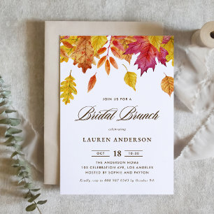 Invitation Aquarelle en chute Feuille Brunch nuptial d'automn