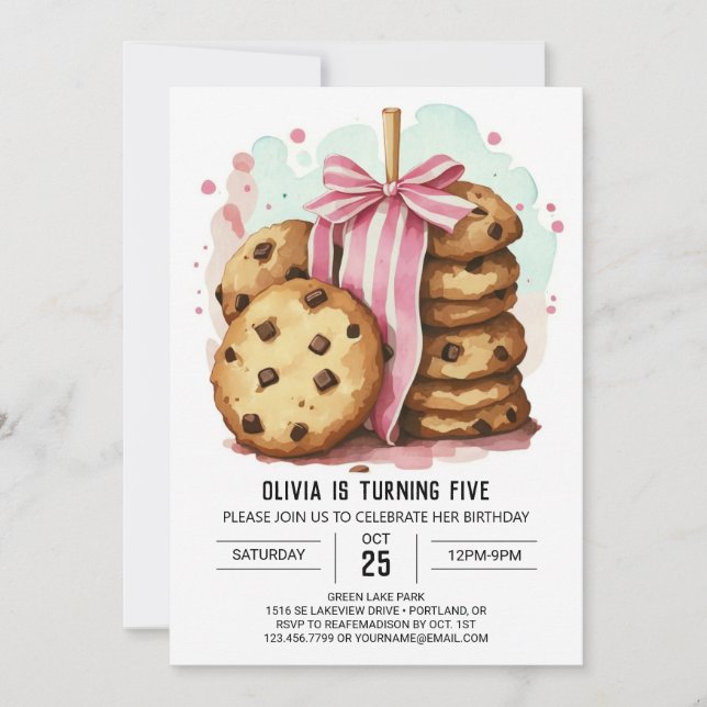 Invitation Aquarelle en ligne cookies lunaires Anniversaire (Devant)