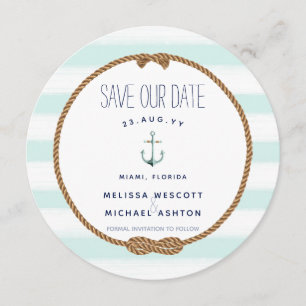 Invitation Aquarelle en mousse marine de noeud nautique Enreg